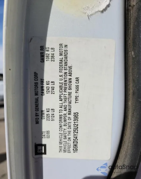 2005 Cadillac Deville z USA, uszkodzony, nr VIN 1G6KD54Y25U213965